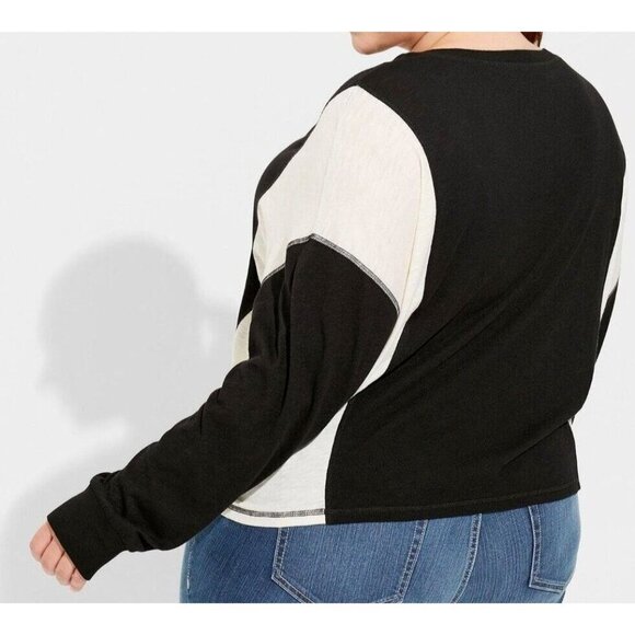 Torrid Cotton Modal Slub V-Neck Long Sleeve Dolman Tee - Picture 2 of 8